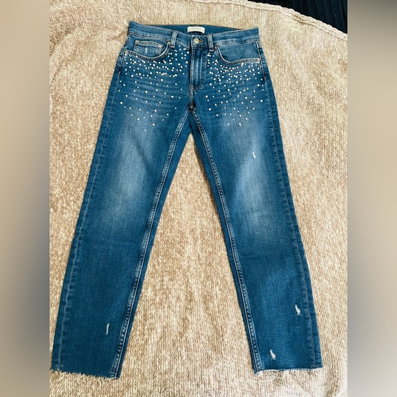 Zara Premium Demin Collection Jean with Pearls - Picture 1 of 3